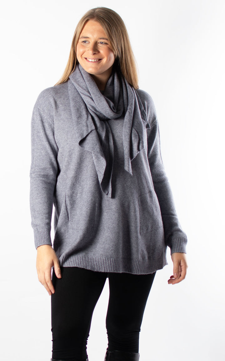 Amelia Scarf Jumper | Grey