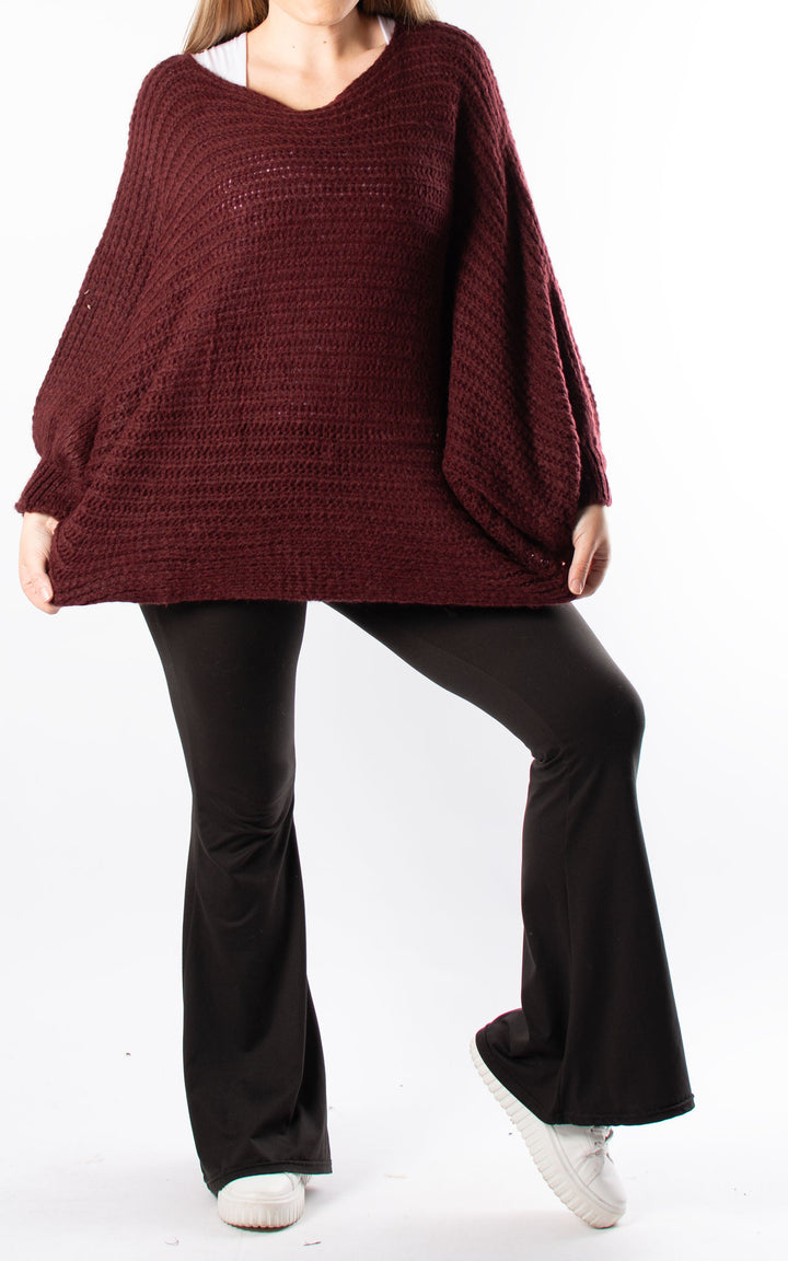 Angelina Oversized Knit | Burgundy