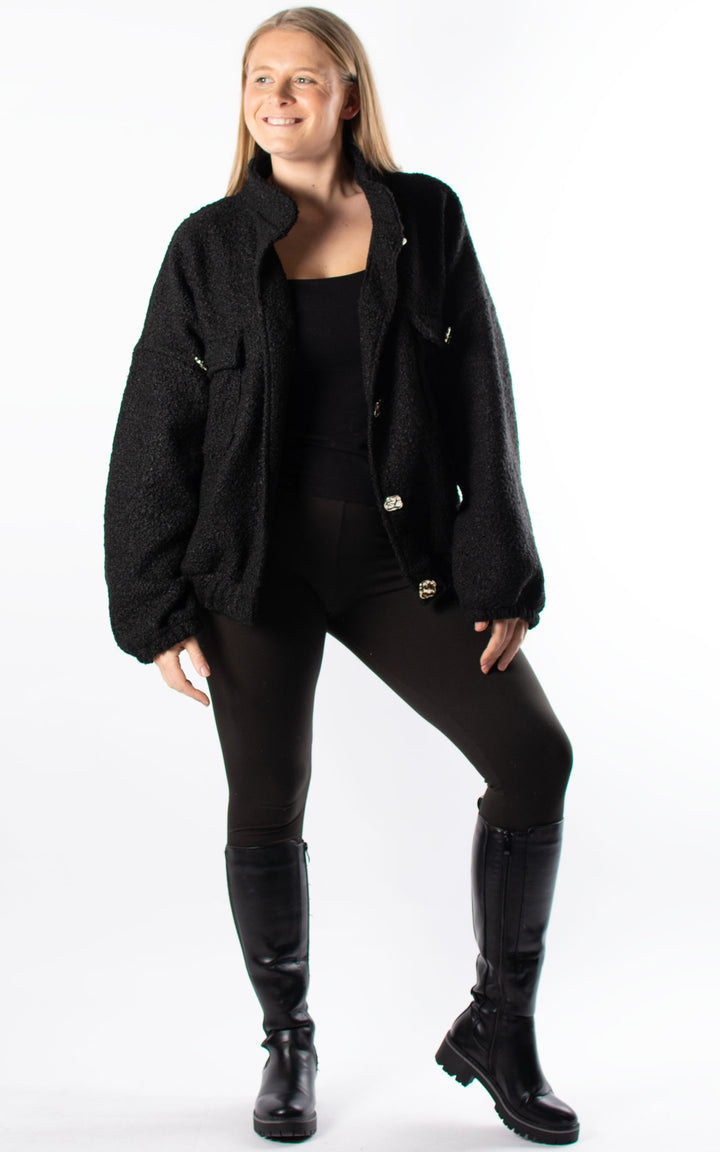Boucle Bomber Jacket | Black