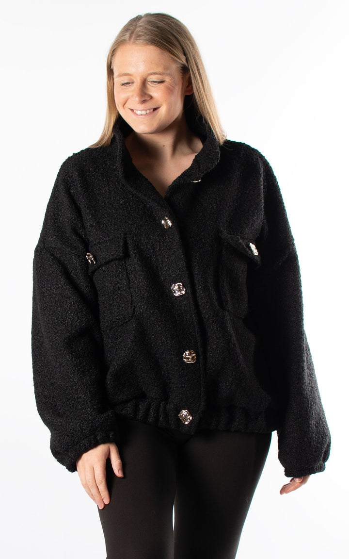 Boucle Bomber Jacket | Black