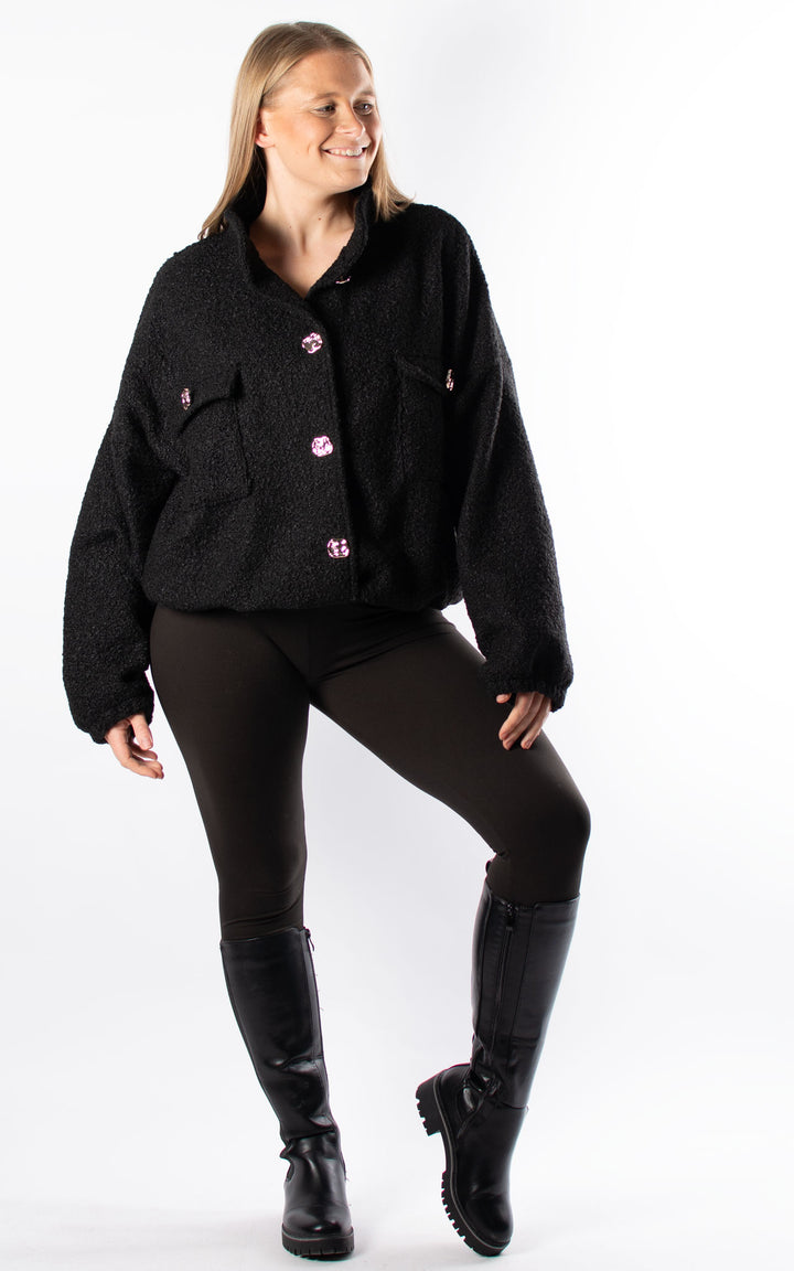 Boucle Bomber Jacket | Black