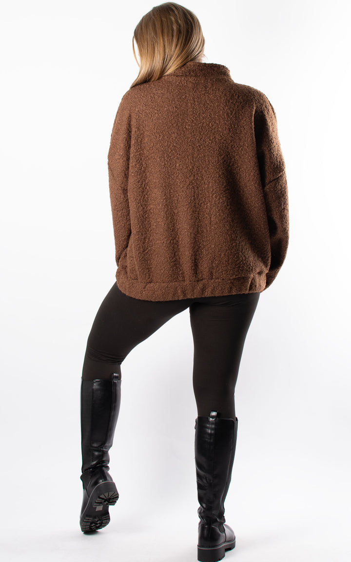 Boucle Bomber Jacket | Chocolate