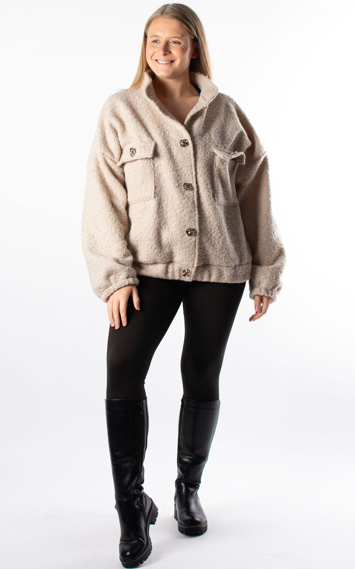 Boucle Bomber Jacket | Cream