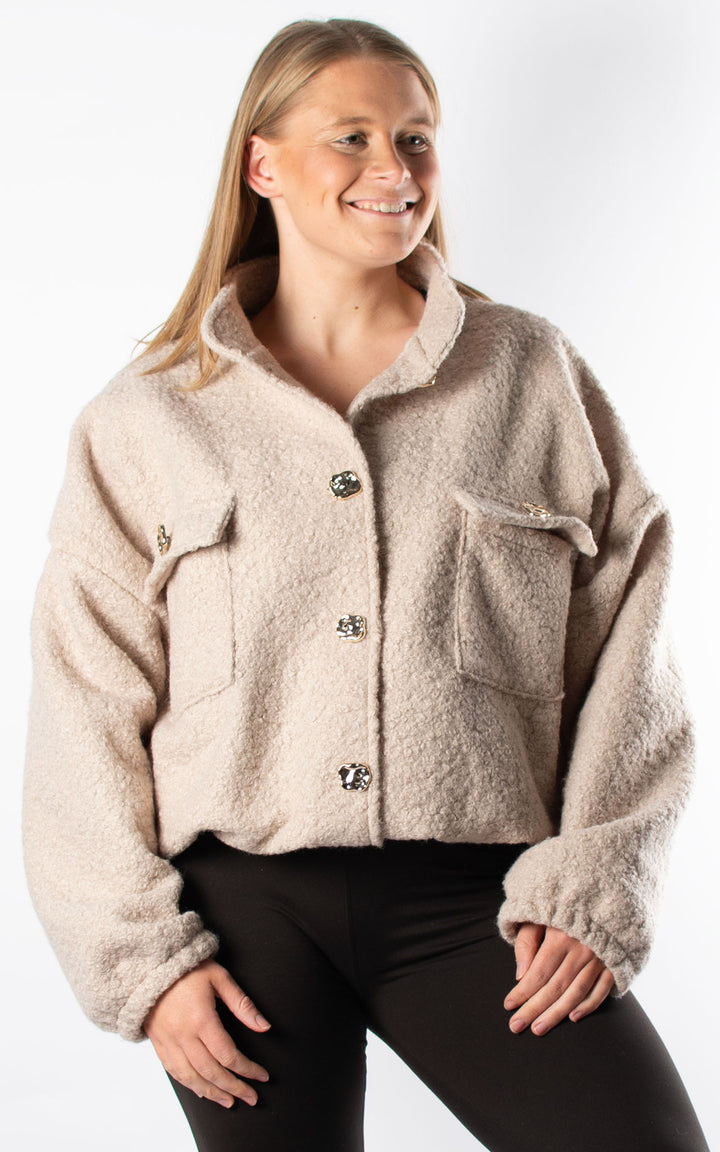 Boucle Bomber Jacket | Cream