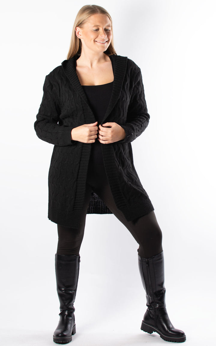 Cable Knit Cardigan | Black