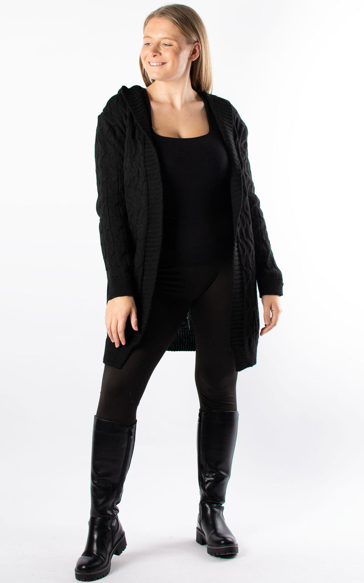 Cable Knit Cardigan | Black