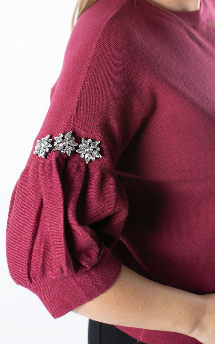 Cally Cropped Jumper | Burgundy