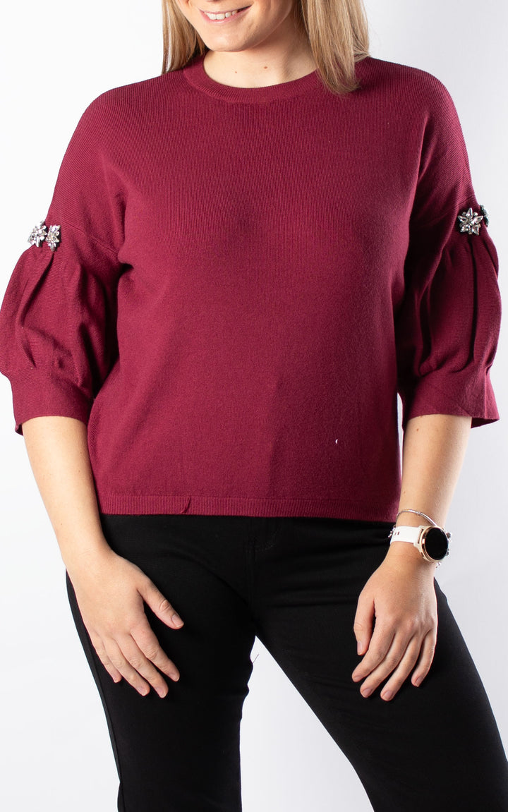 Cally Cropped Jumper | Burgundy