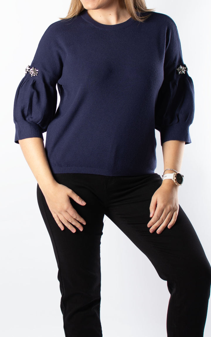 Cally Cropped Jumper | Navy