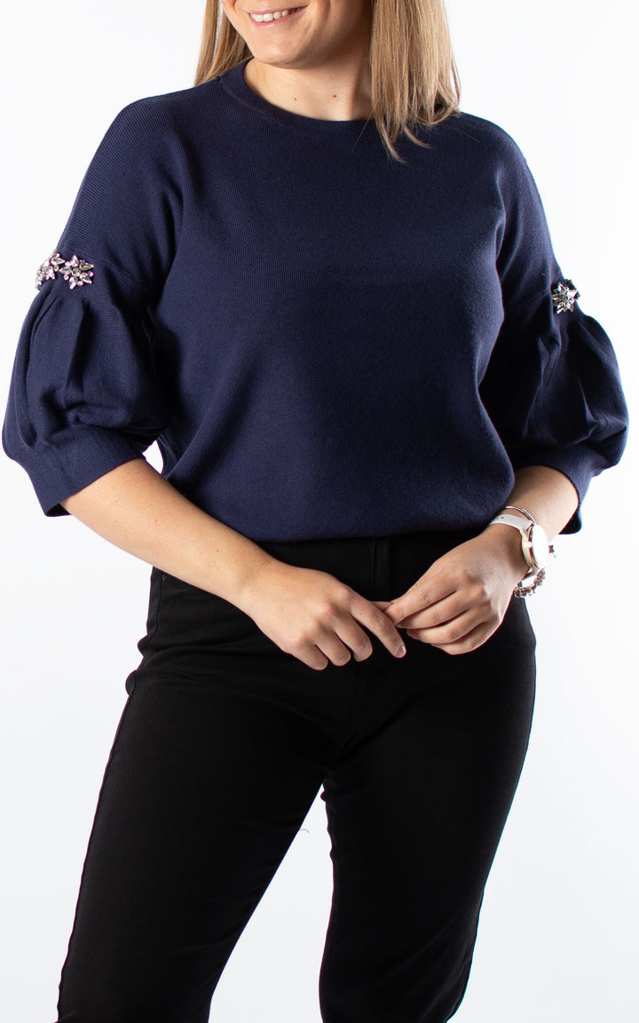 Cally Cropped Jumper | Navy