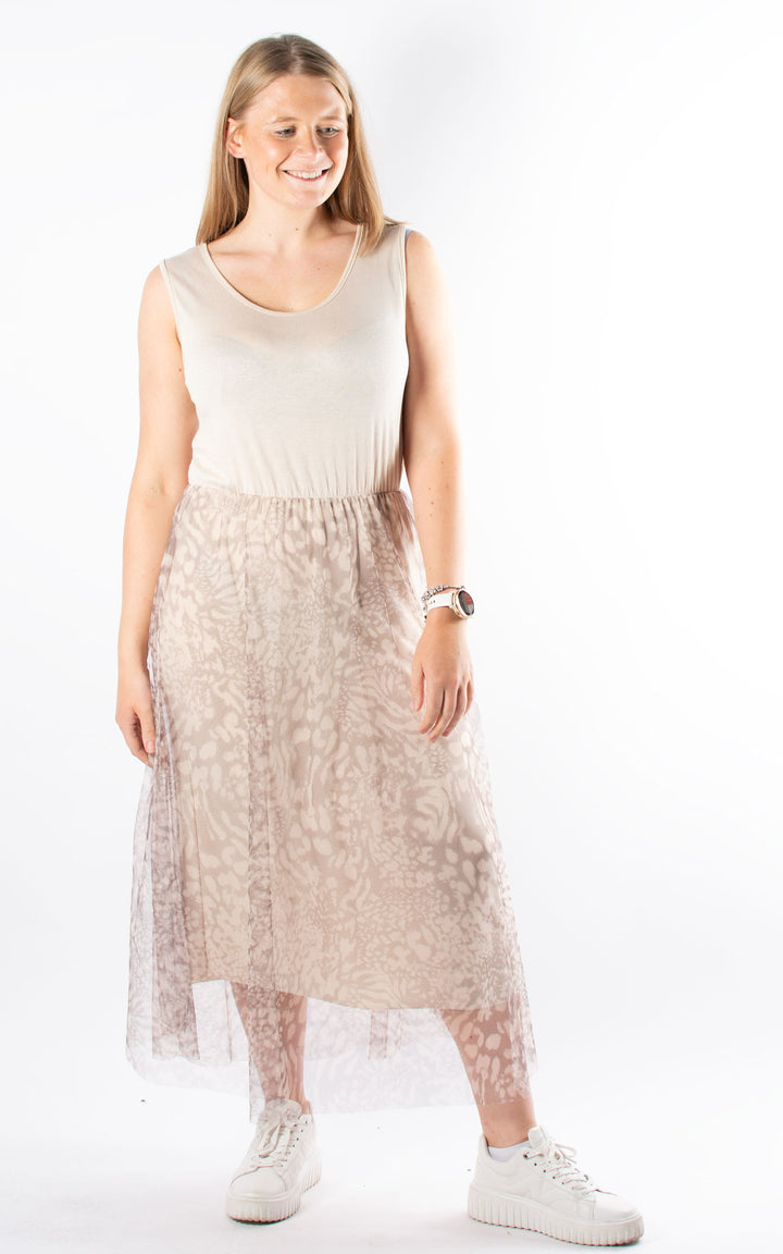 Carina Mesh Net Dress | Beige