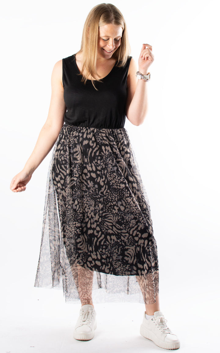 Carina Mesh Net Dress | Black