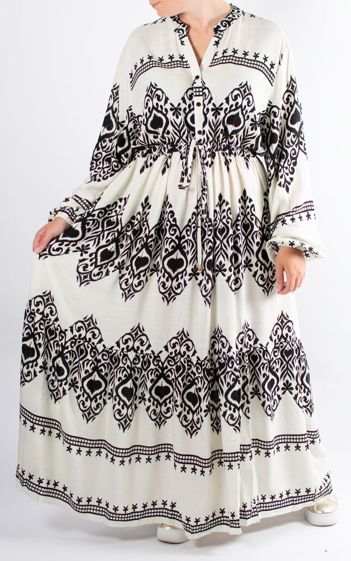 Carine Patterned Dress | Cream