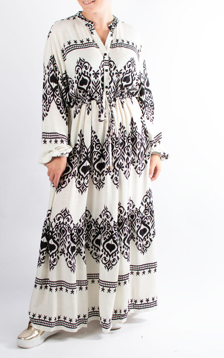 Carine Patterned Dress | Cream