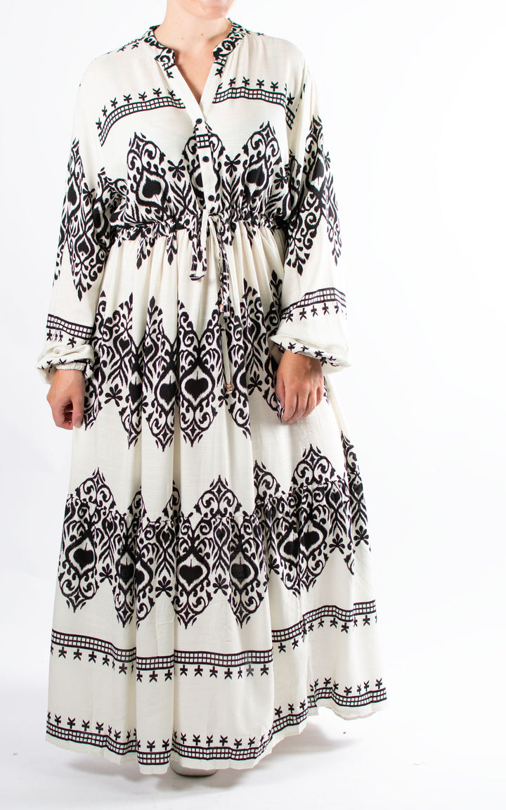 Carine Patterned Dress | Cream