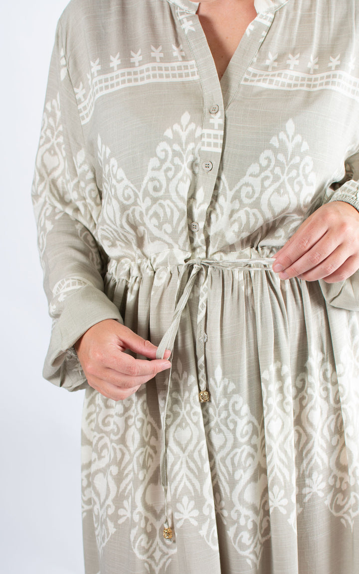 Carine Patterned Dress | Stone