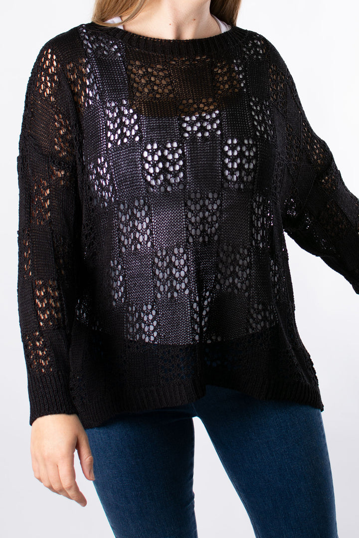 Holly Crochet Jumper | Black