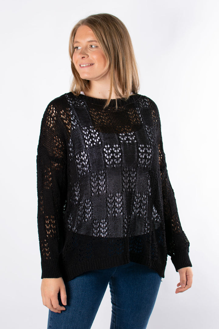 Holly Crochet Jumper | Black