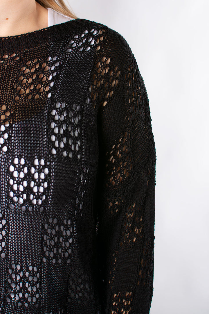 Holly Crochet Jumper | Black
