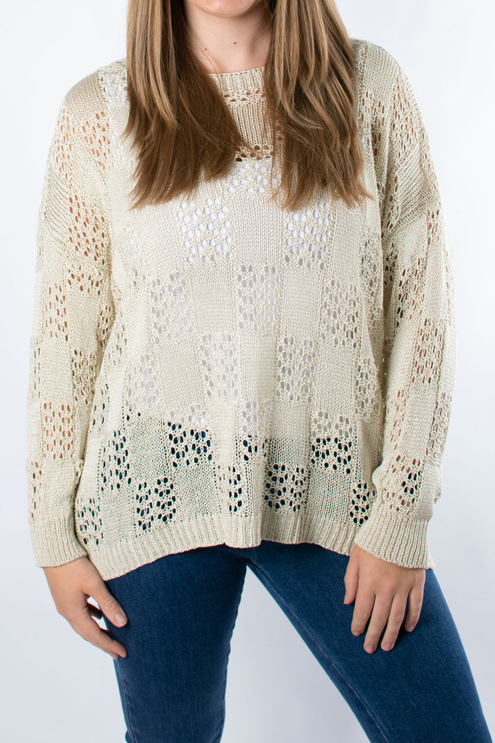Holly Crochet Jumper | Beige