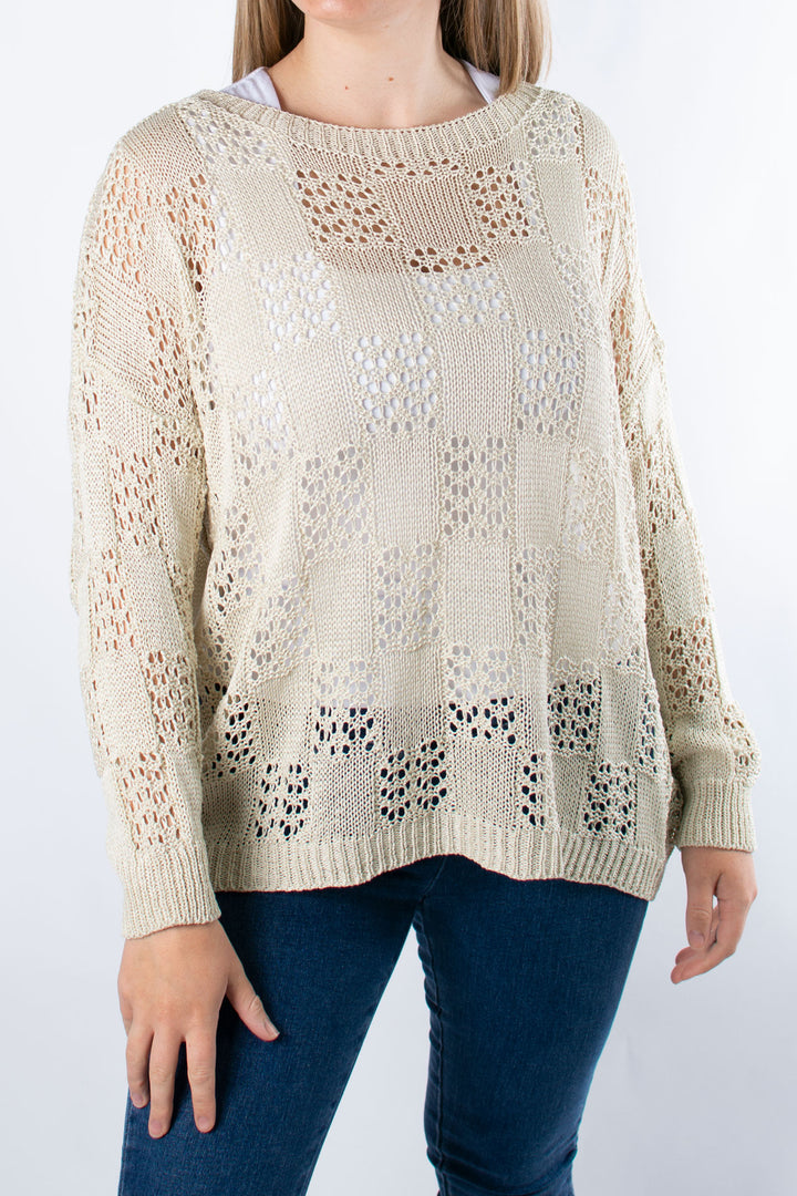 Holly Crochet Jumper | Beige