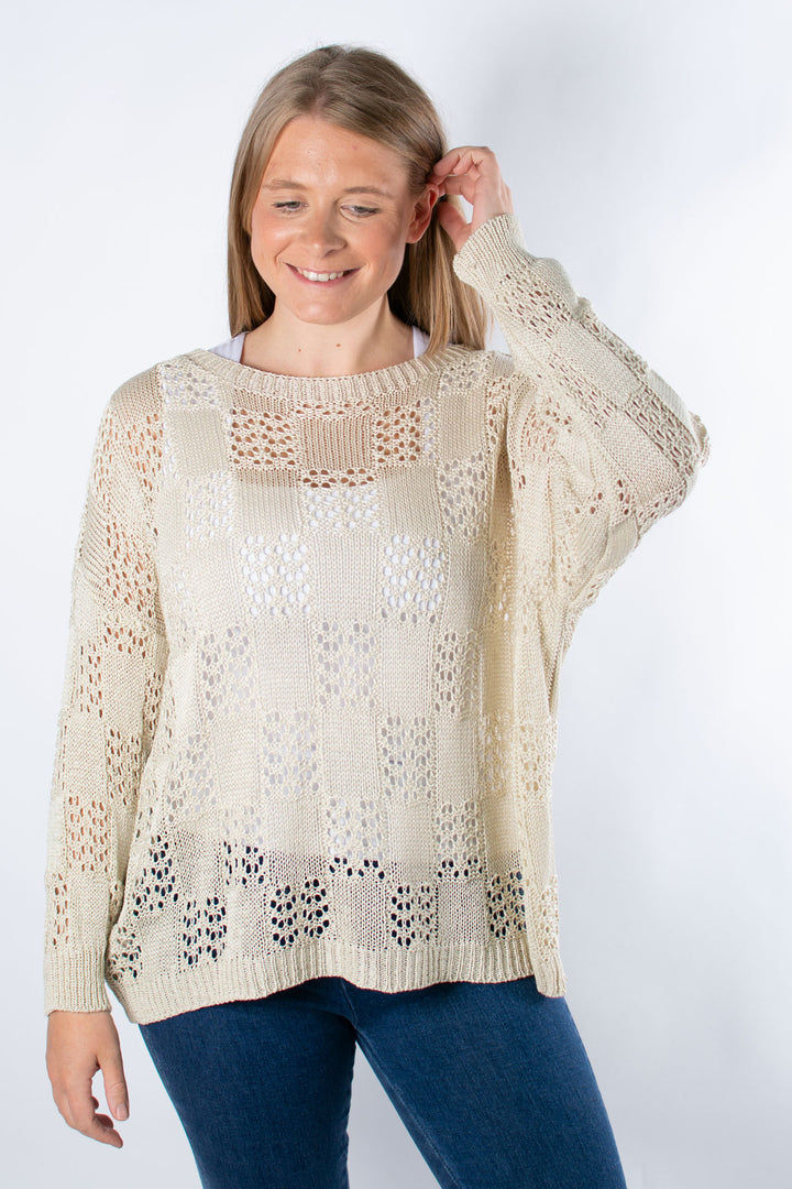 Holly Crochet Jumper | Beige