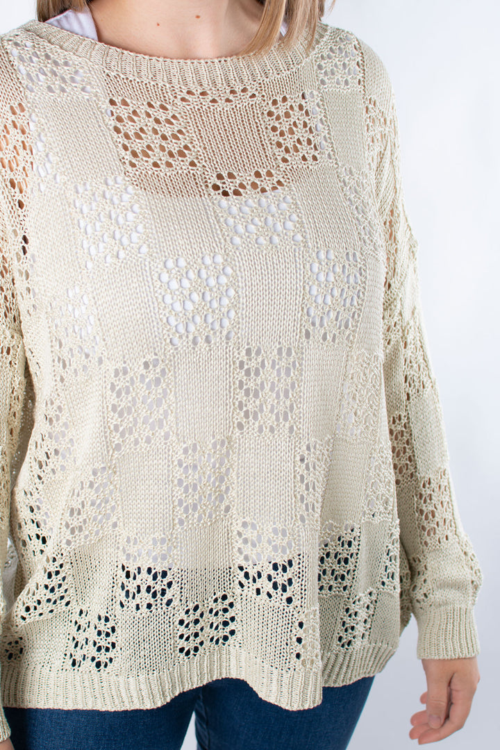 Holly Crochet Jumper | Beige