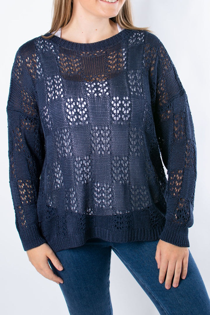 Holly Crochet Jumper | Navy