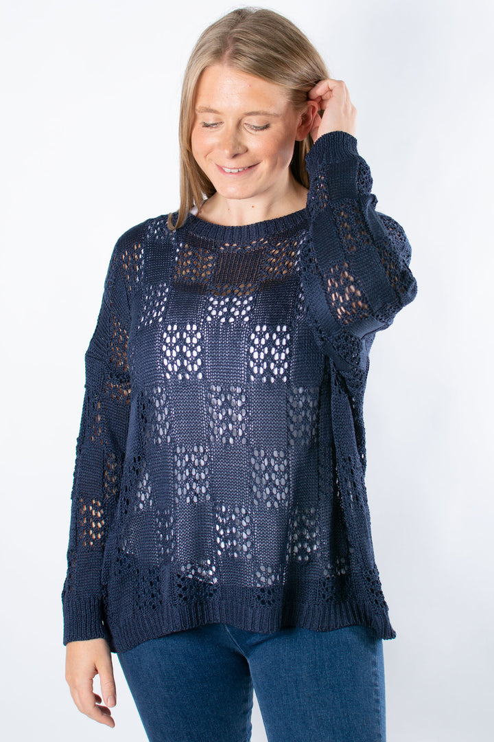 Holly Crochet Jumper | Navy