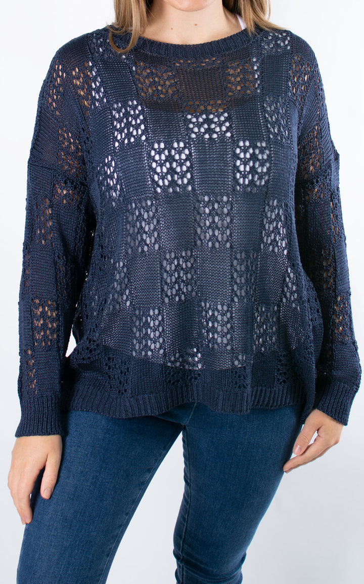 Holly Crochet Jumper | Navy