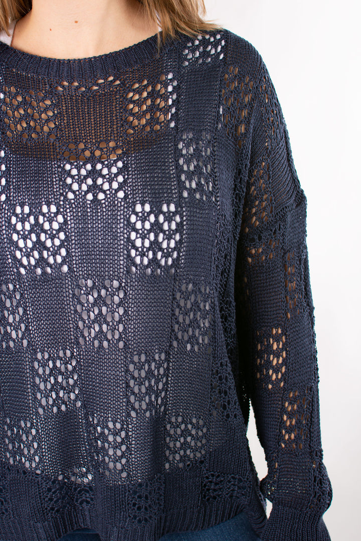 Holly Crochet Jumper | Navy
