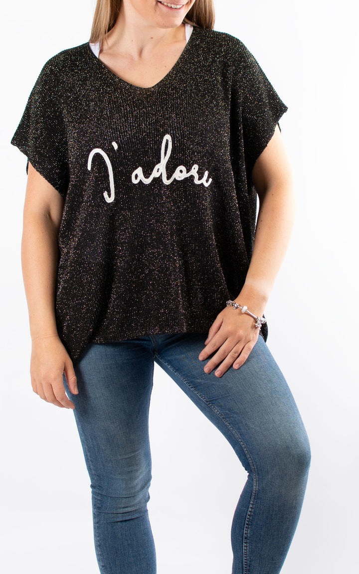 J'adore Sparkle Tank Knit | White