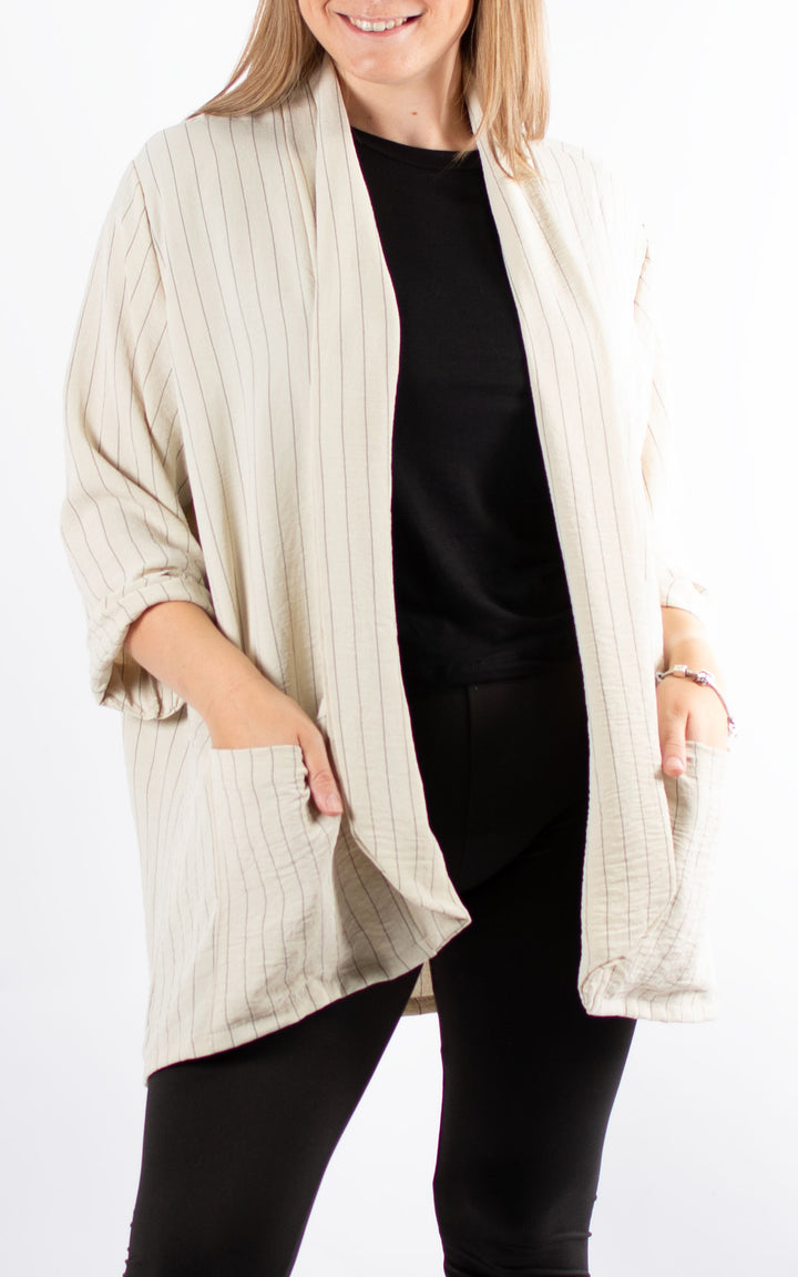 Mandy Jacket | Pinstripe | Beige