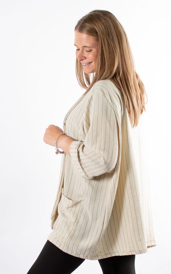 Mandy Jacket | Pinstripe | Beige