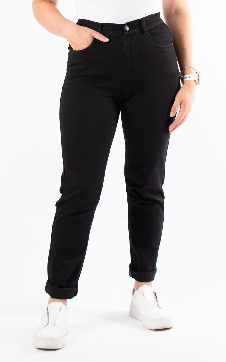 Elasticated Jeans | Mom | Black