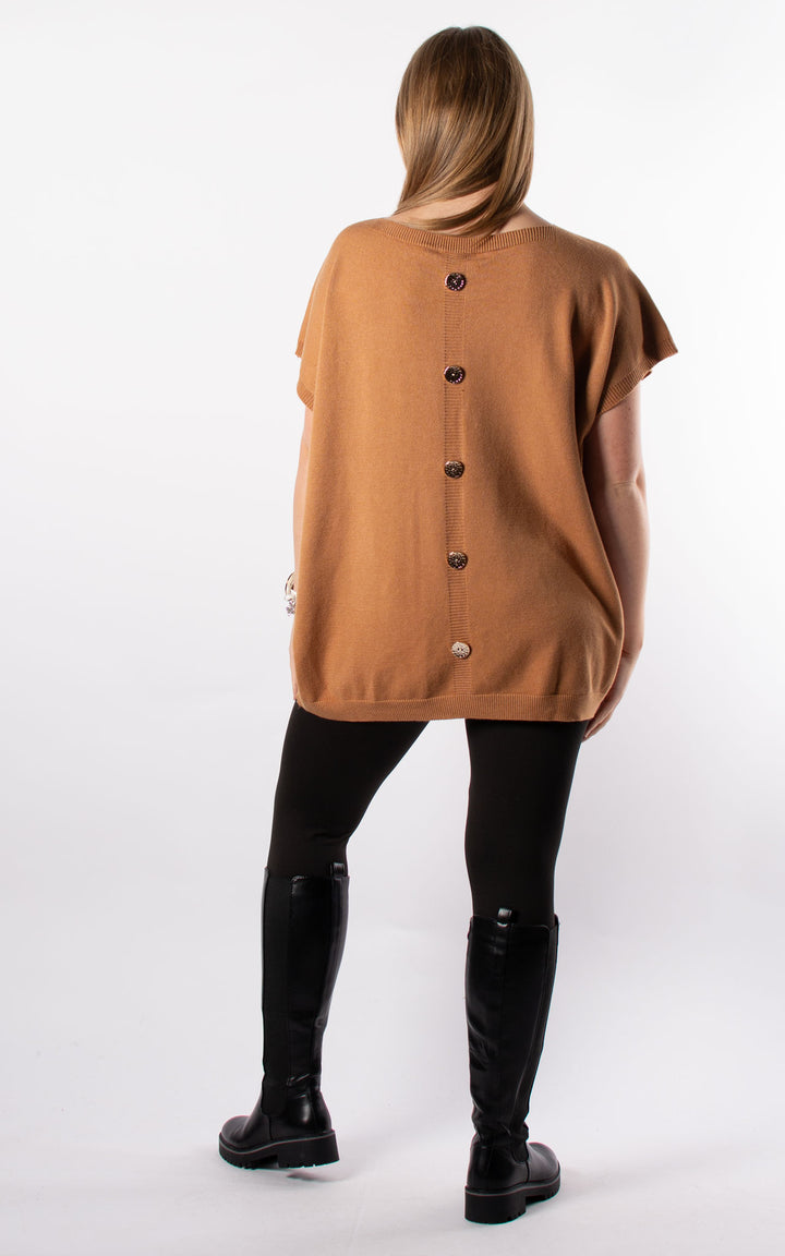 Button Back Jumper | Camel
