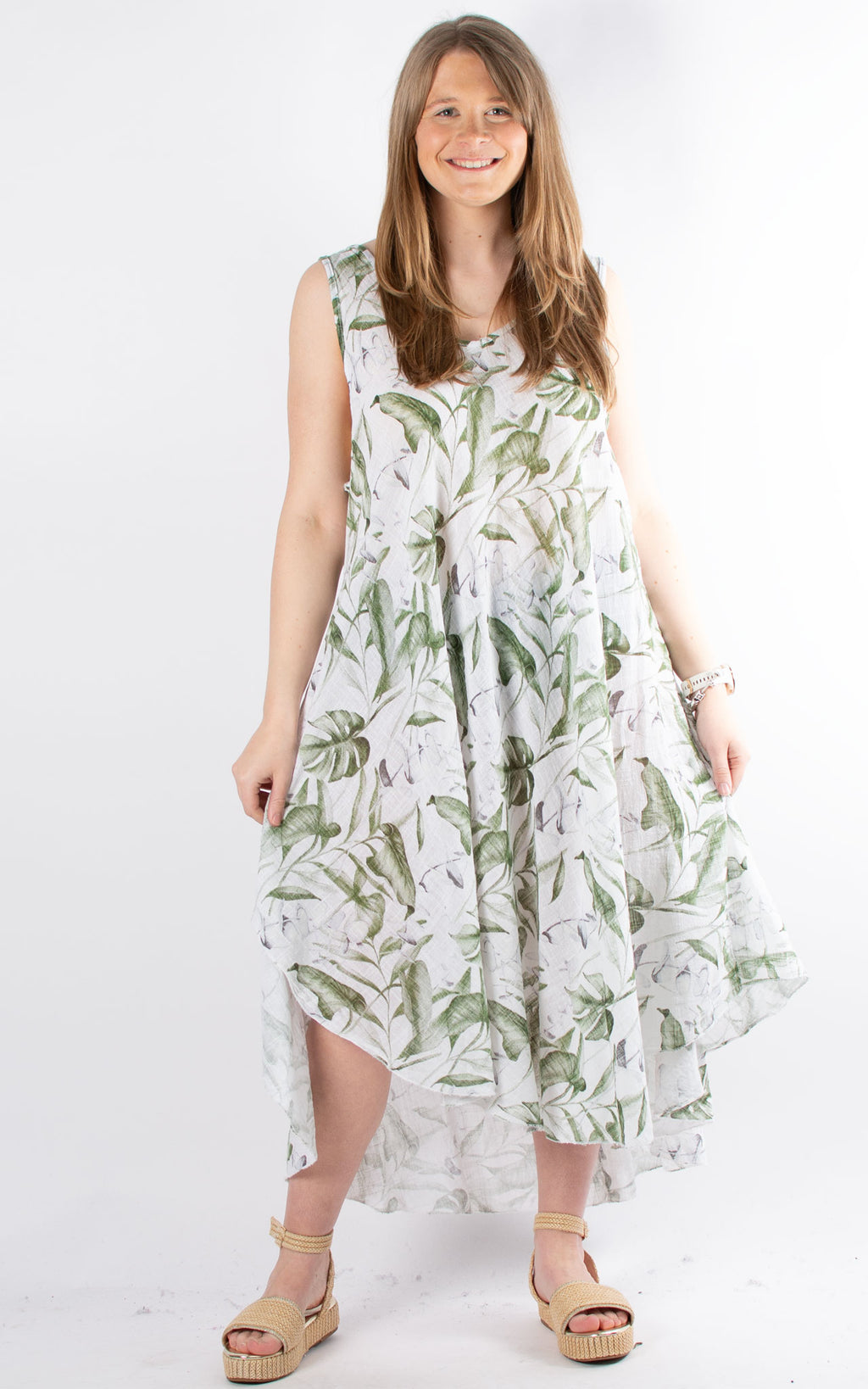 Floral Cheesecloth Dress | White