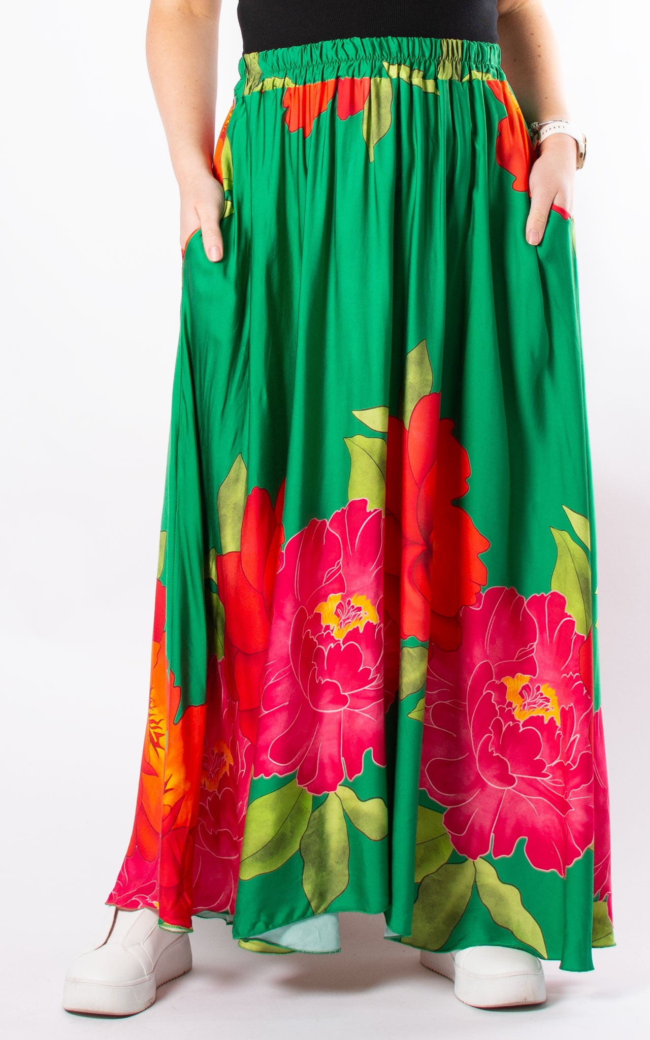 Printed Skirt With Rickrack Trim Yellow Small Flowers Print