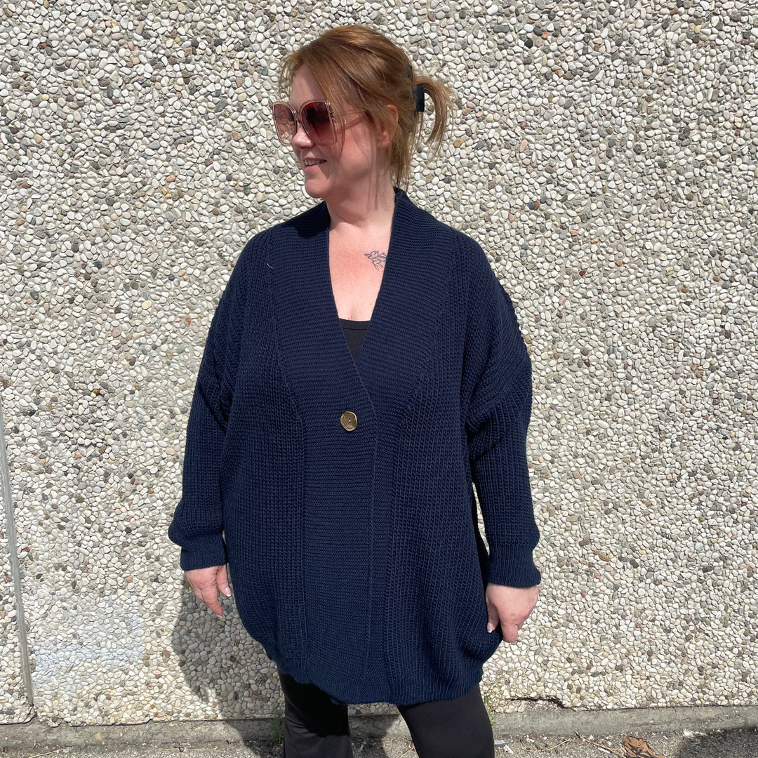 *PRE-ORDER* Ottie One Button Cardigan | Navy