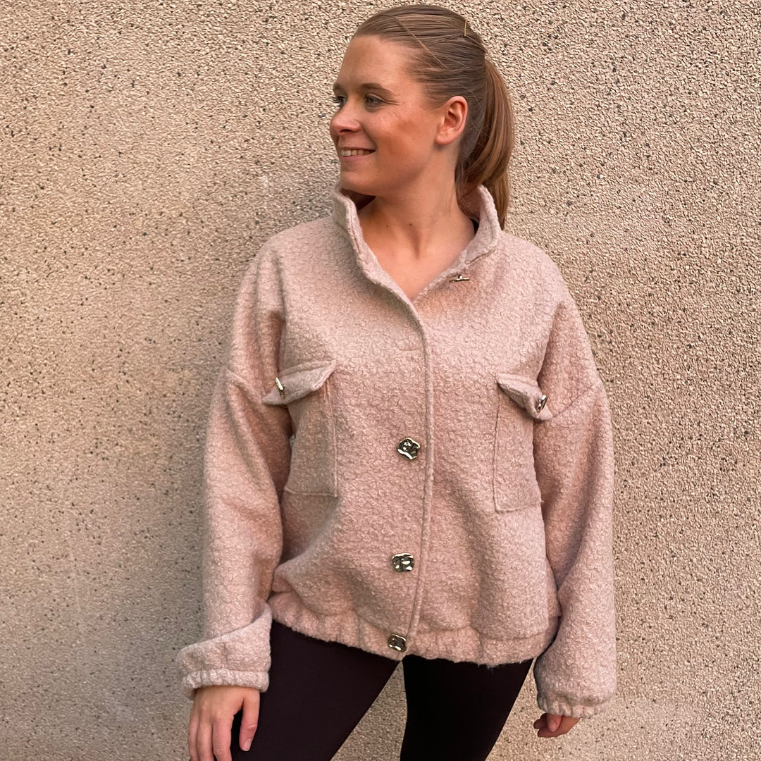 Boucle Bomber Jacket | Cream