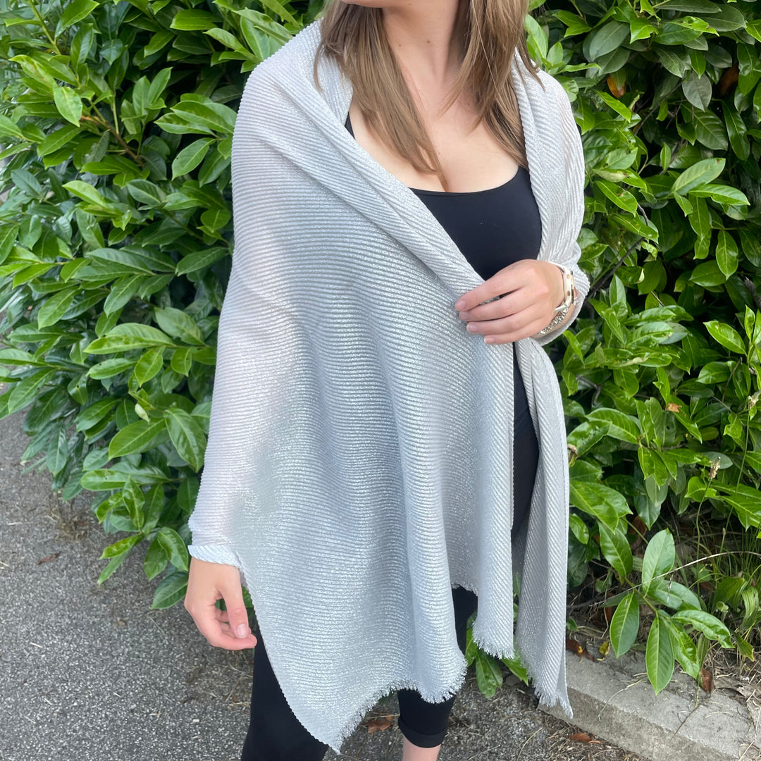 *PRE-ORDER* Sparkle Metallic Scarf | Silver