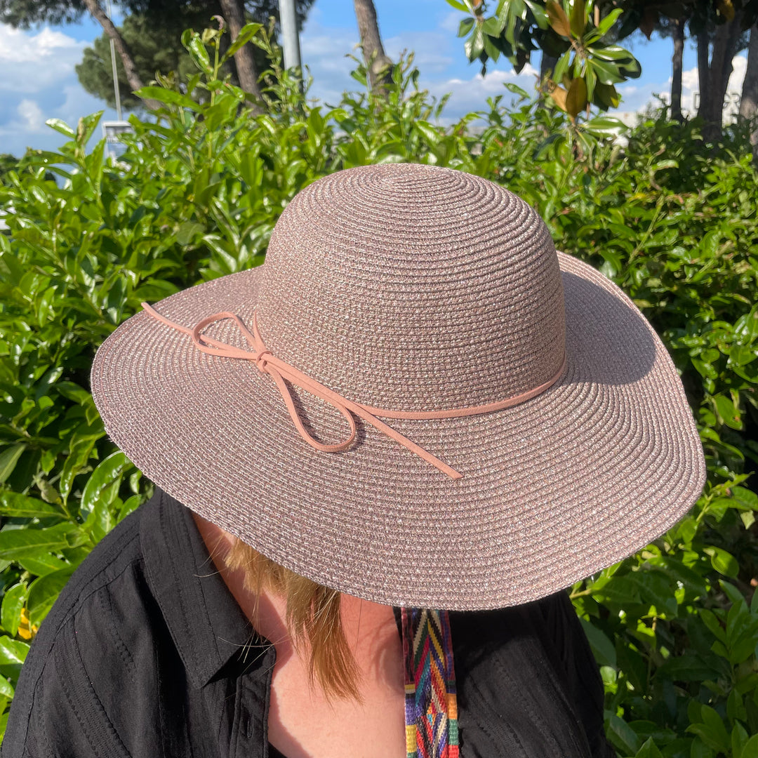 *PRE-ORDER* Sparkle Metallic Sun Hat | Rose Gold