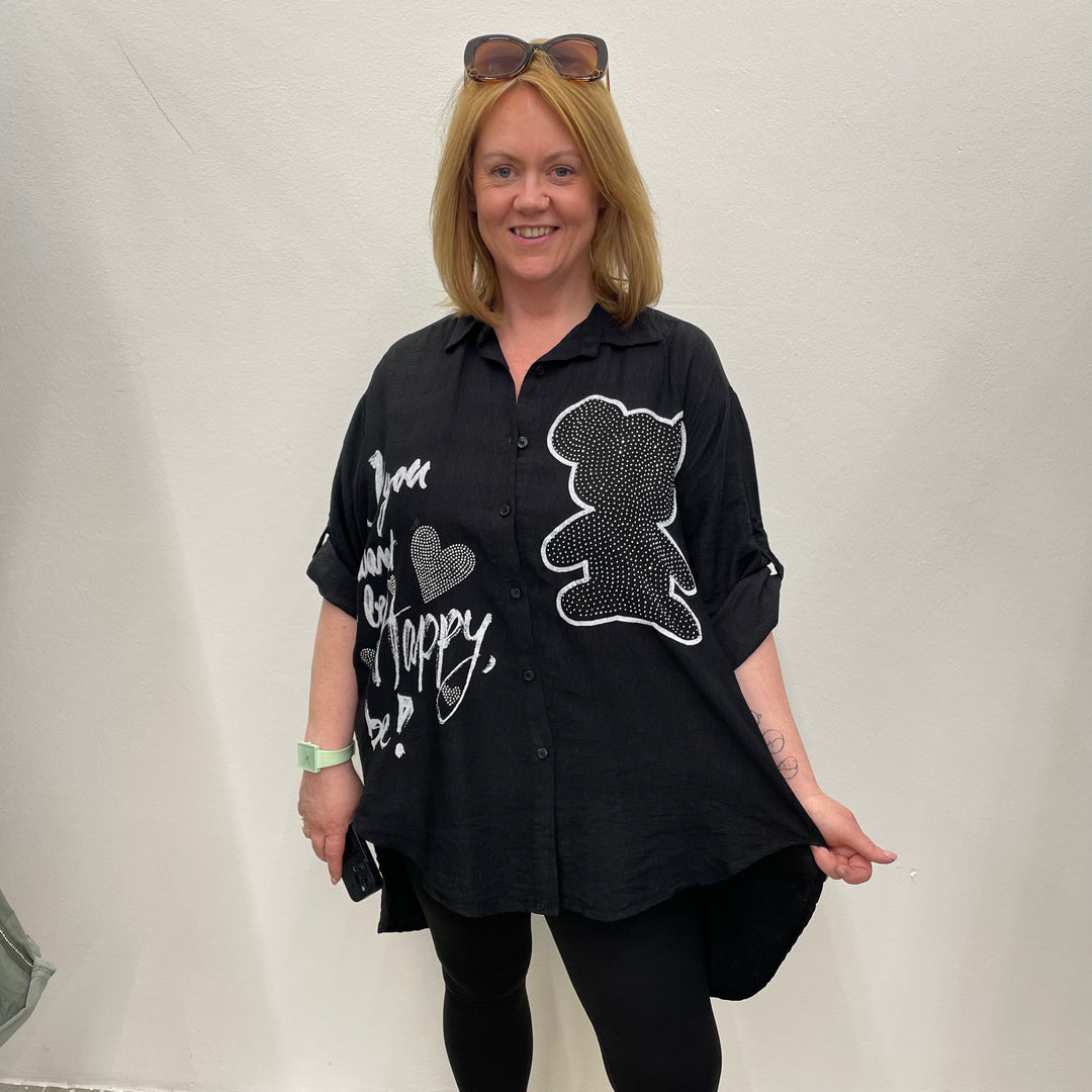 *PRE-ORDER* Sequin Teddy Shirt | Black