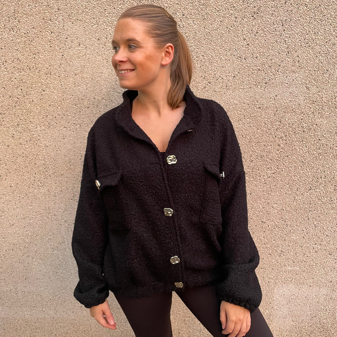 Boucle Bomber Jacket | Black