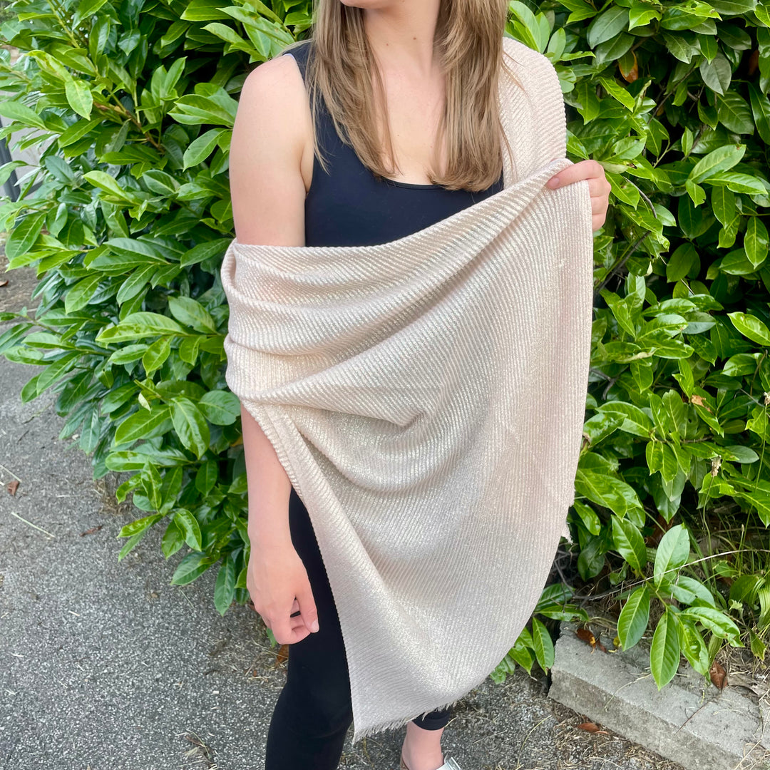 *PRE-ORDER* Sparkle Metallic Scarf | Rose Gold