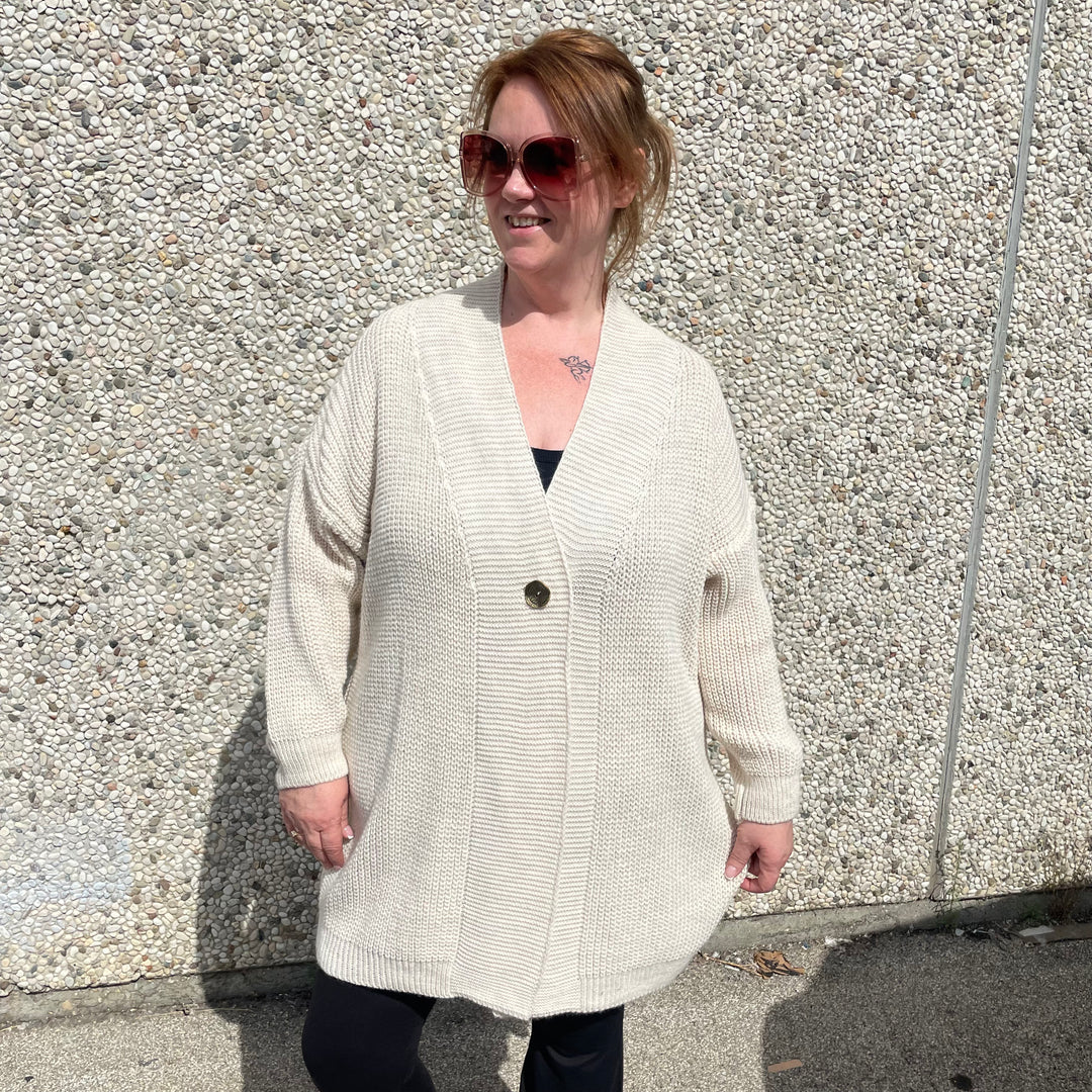 *PRE-ORDER* Ottie One Button Cardigan | Cream