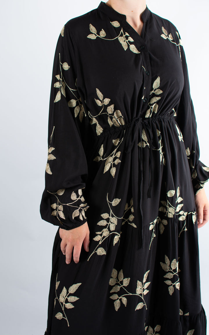 Gold Leaf Dress | Black