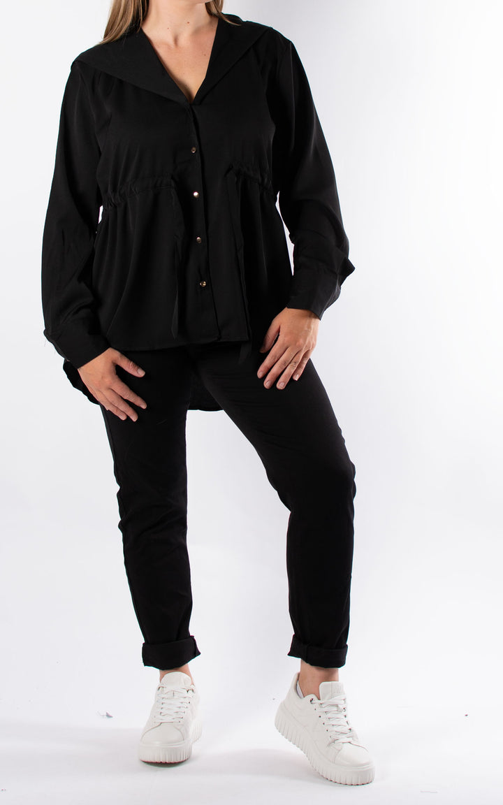 Hilda Hooded Shirt | Black