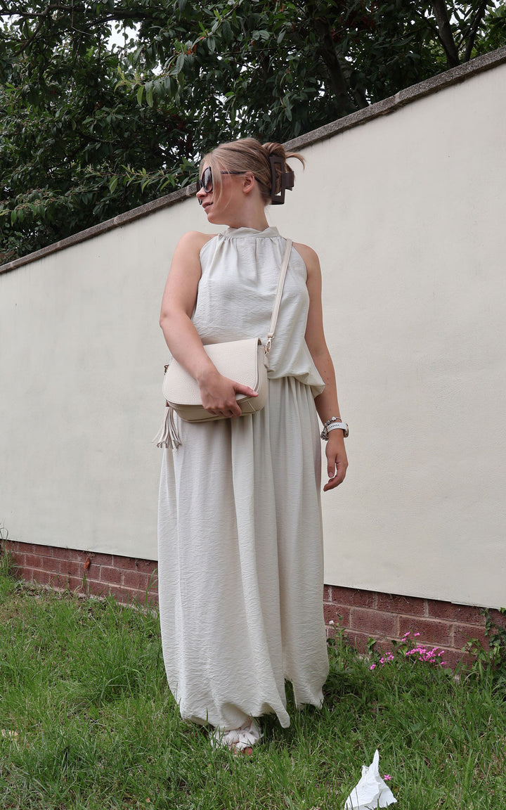 Tara Halterneck Top | Beige