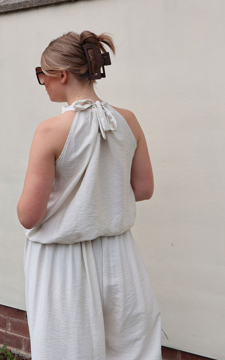 Tara Halterneck Top | Beige